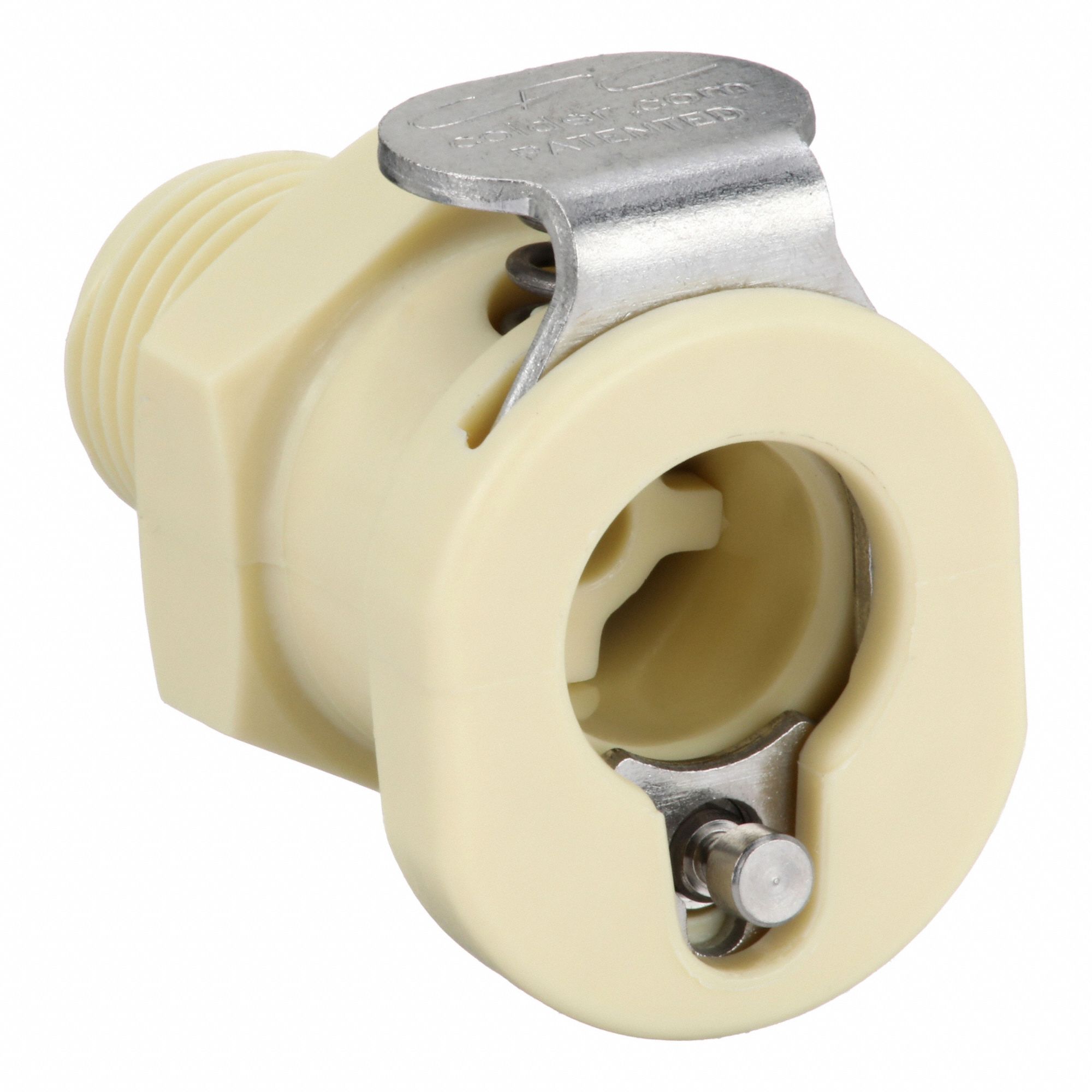 Quick Connection Coupling: Straight, 1/4 in Pipe Size, NPT x MNPT, Polypropylene, Almond