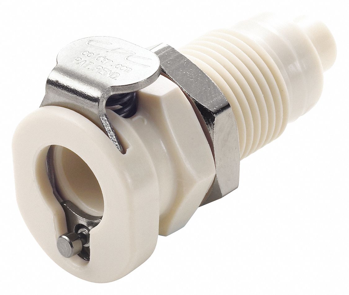 Quick Connection Coupling: Straight, 1/16 in Pipe Size, Barbed x Barbed, Polypropylene, Almond