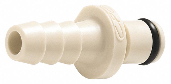 COLDER Coupler: Polypropylene, 1/8 in, Barbed x Insert, Shut-off, 1 11/ ...