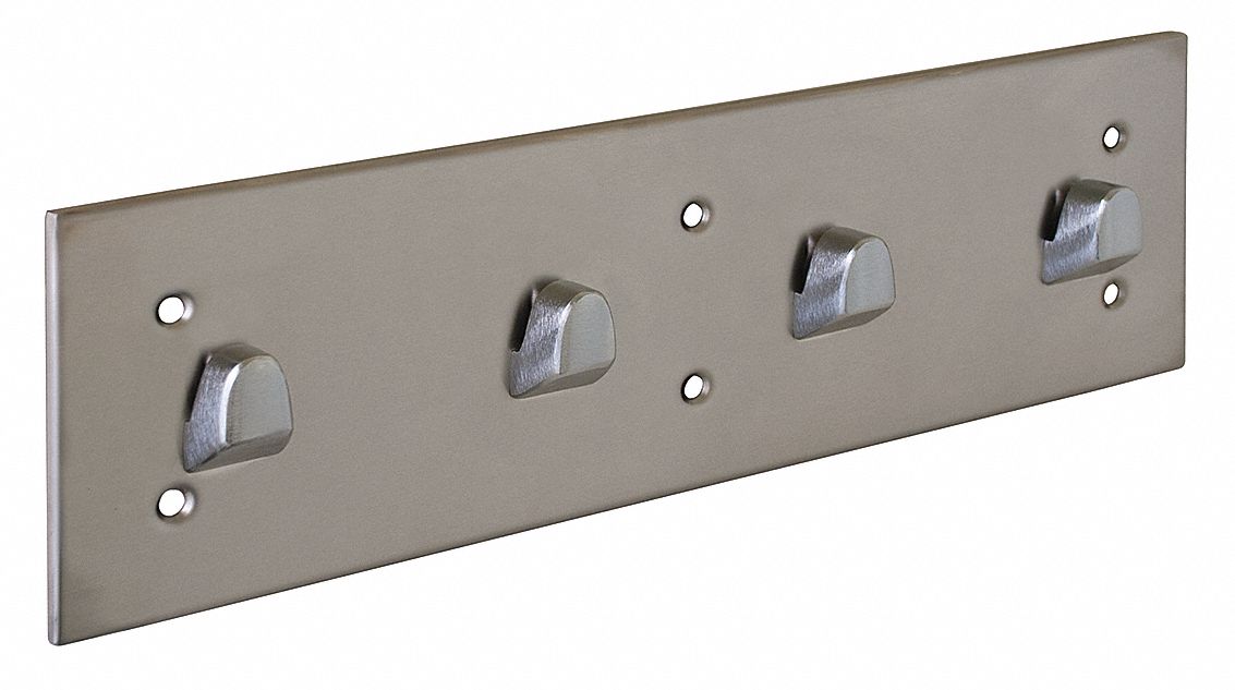 BRADLEY Security Hook Strip Satin, 1 5/16 in Overall Dp, 5 1/2 in