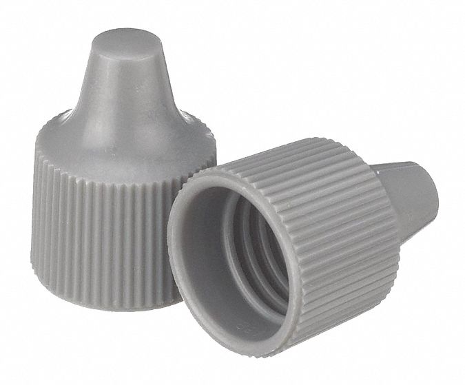 Cap, 15 mm Dia, Gray, PK100