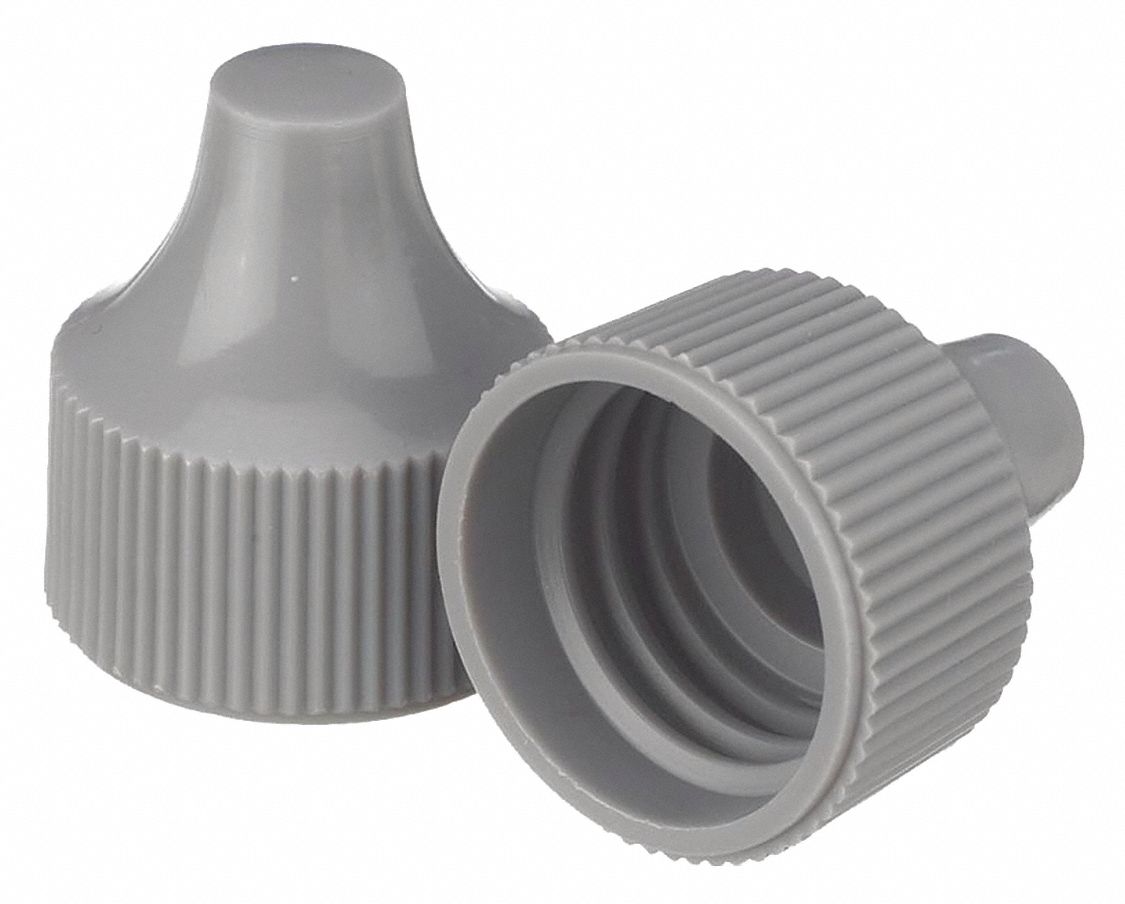 Cap, 20 mm Dia, Gray, PK100