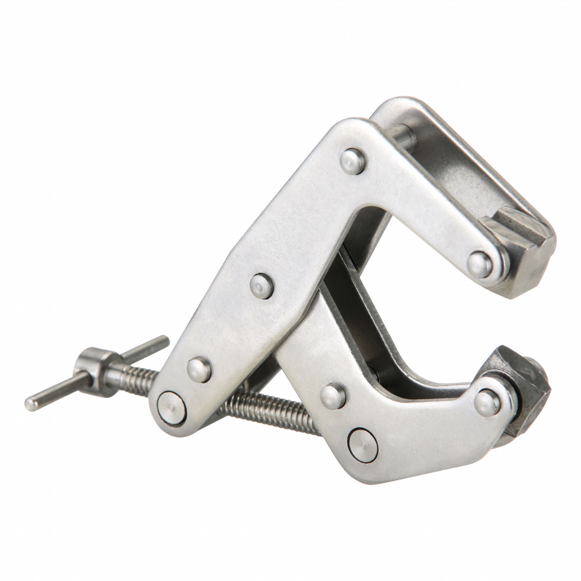 Cantilever Clamp: Light Duty, Flat/V-Grooved, Fixed T Handle, 2 in Jaw Opening