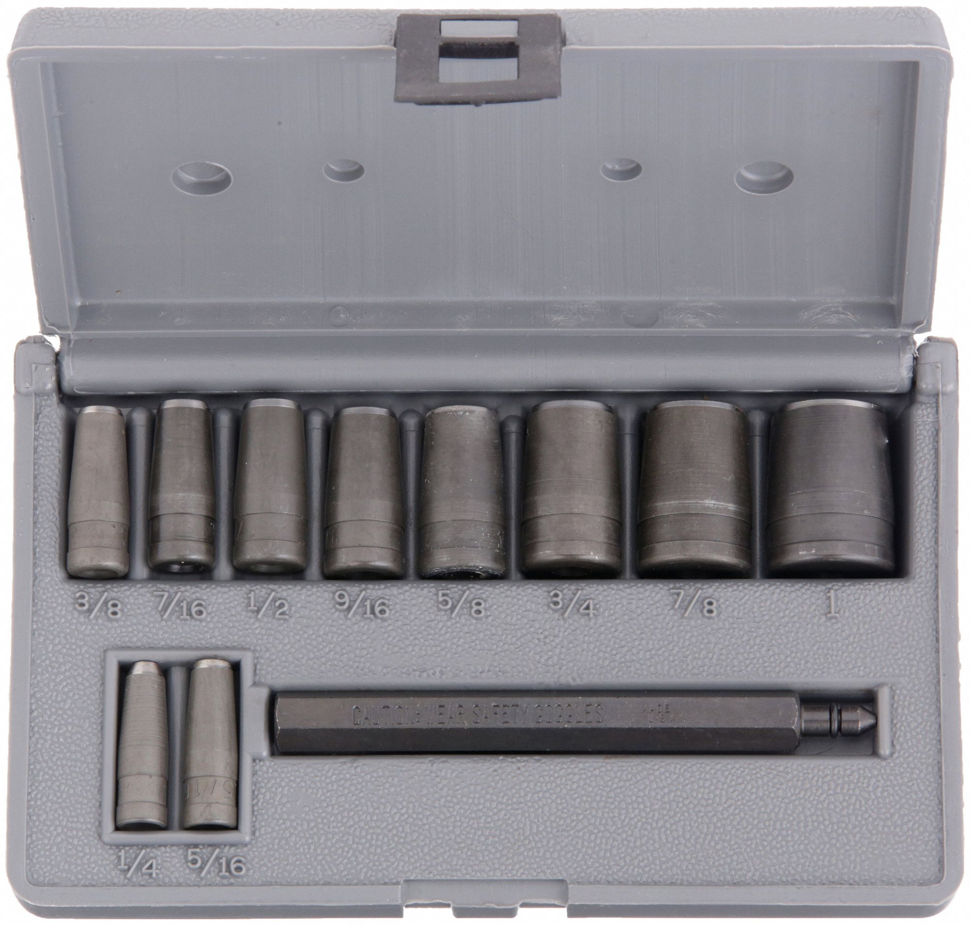GASKET PUNCH SET, 9/10 IN PUNCH TAPER L, 11 PIECES, CASE, SAE, HOLLOW, GASKET PUNCH, STRAIGHT