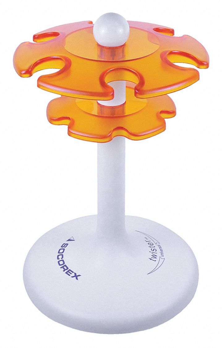 Pipette Stand: Plastic, 8 11/16 in Overall Ht, Rotates 360°, Most Brands of Pipettes