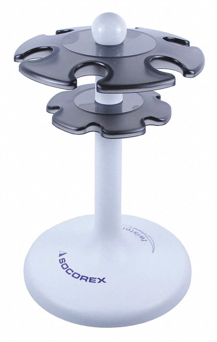 Pipette Stand: Plastic, 8 11/16 in Overall Ht, Rotates 360°, Most Brands of Pipettes