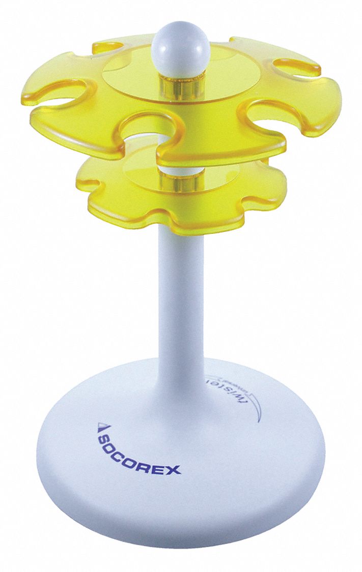 Pipette Stand: Plastic, 8 11/16 in Overall Ht, Rotates 360°, Most Brands of Pipettes