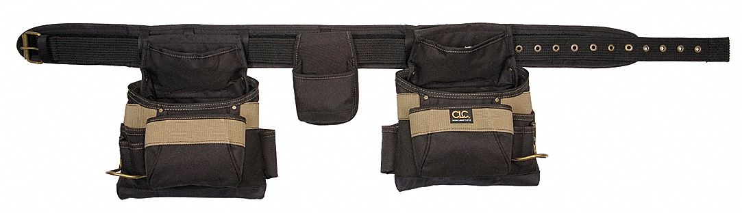 TOOL BELT,29-46 IN WAIST,POLY,BLACK,4 PC