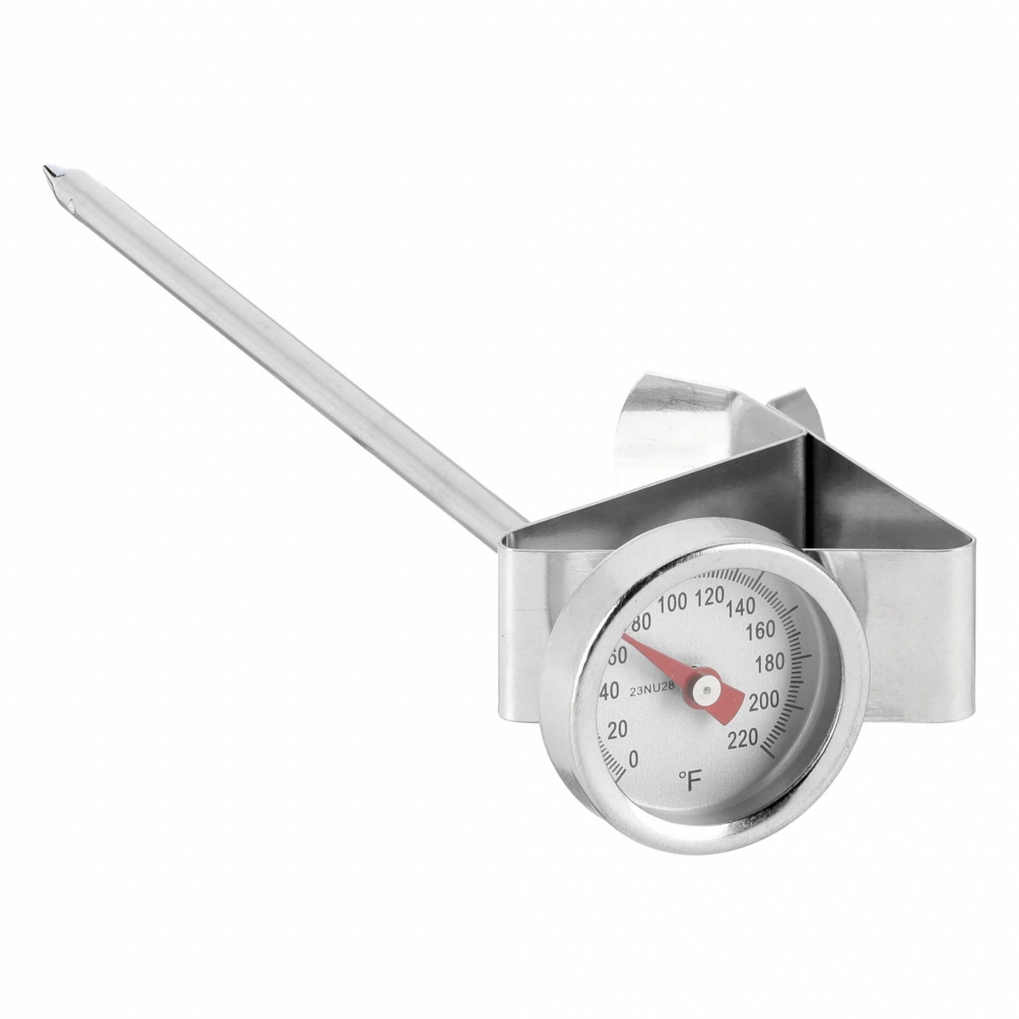Dial Pocket Thermometer: 0°F to 220°F, ±2°F, 5 in Stem Lg, 1 in Dial Dia, Fahrenheit
