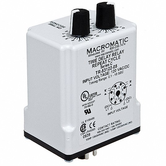 Quick Connect 240 VAC Voltage Monitoring Relay 10 A DPDT Socket VA Series 