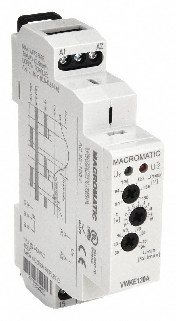 Voltage Sensing Relay 30 to 95 DropOut Range, 80 to 150V AC