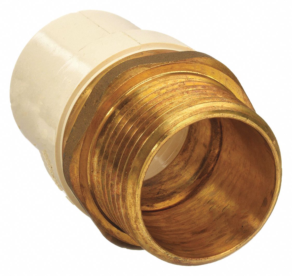 Brass, 3/4 in Metal Side Nominal Pipe Size, Transition Adapter