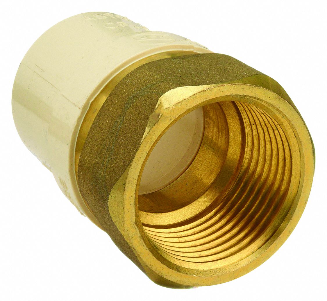 TRANSITION ADAPTER: BRASS, ½ IN METAL SIDE NOMINAL PIPE SIZE, FEMALE, NPT, CPVC, SOCKET