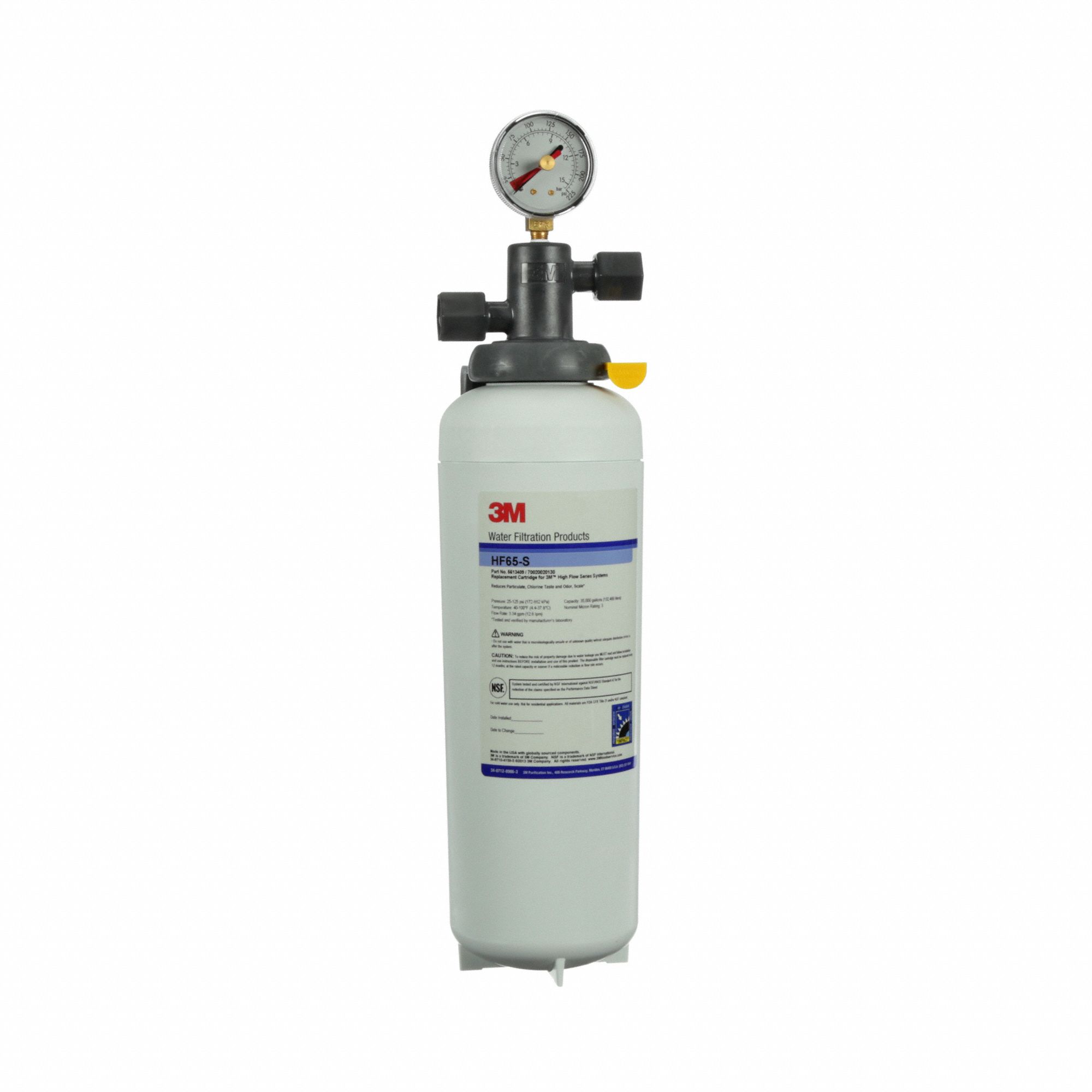 Water Filtration System: 3 micron, 3.3 gpm, 35, 000 gal, 5 in Overall Wd
