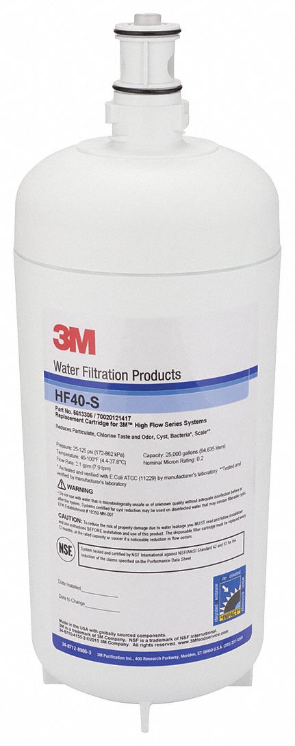 Quick-Connect Water Filter: 0.2 micron, 2.5 gpm, 14 1/2 in Overall Ht