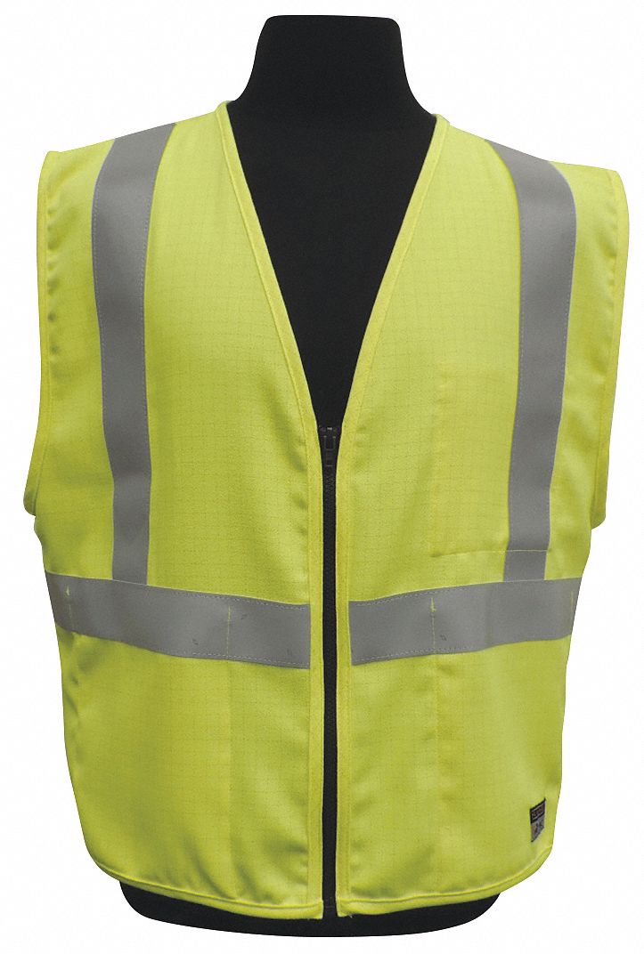 Flame Rsist Hi Vis Vest, Class 2, L, Lime