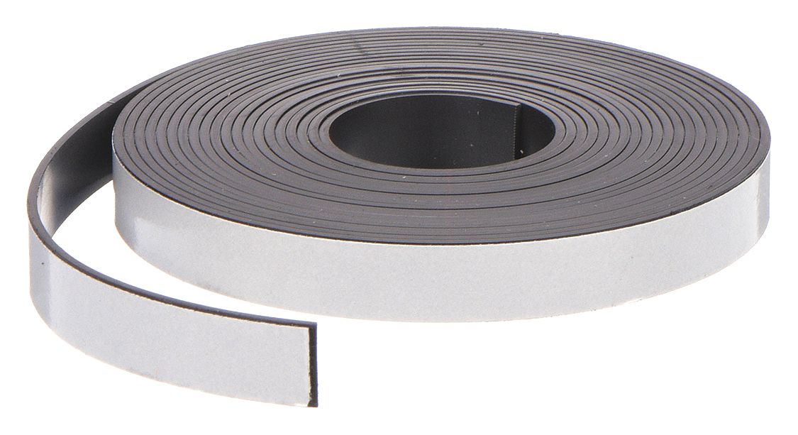 ADHESIVE MAG STRIP, 15 FT. L, 1/2 IN W