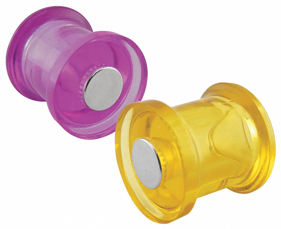 Magnetic Push Pins Purple Yellow PK10