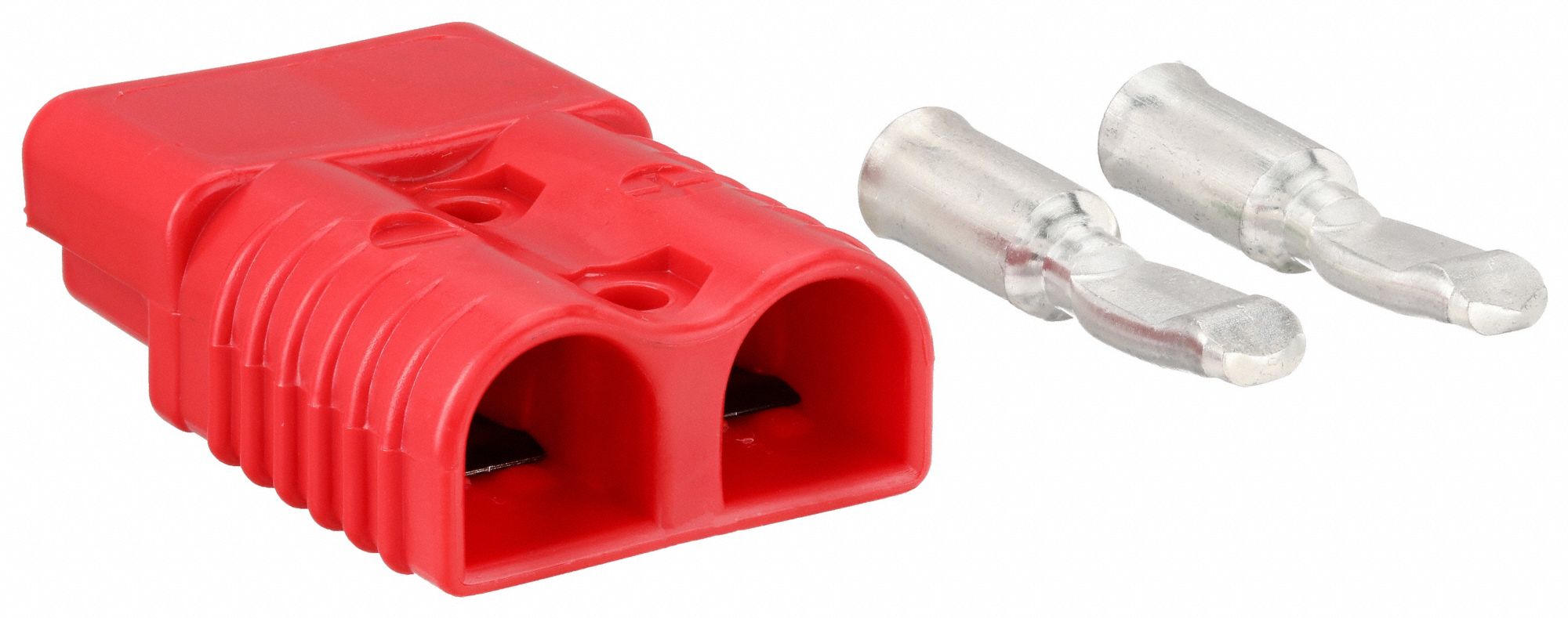 PLUG, PLUG-IN, 150A, RED, 1/0 GAUGE, BRASS/SILVER