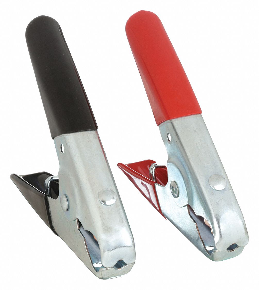 Battery Booster Clamp: Parrot, Clamp, 500 A Max Current, 12V/24V, Steel, 1 to 4 AWG, Vinyl