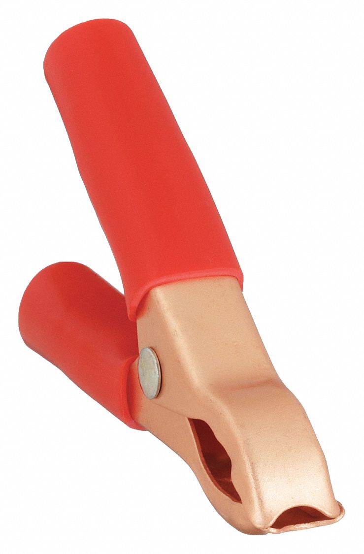 Battery Charging Clamp: Parrot, Clamp, 80 A Max Current, 12V/24V, Steel, 14 to 18 AWG, Red