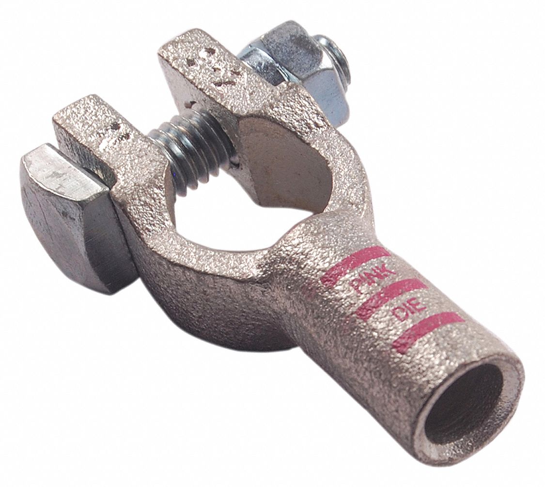 WESTWARD Battery Terminal Straight, Crimp, 2 ga, Copper, 5 PK 23PC73