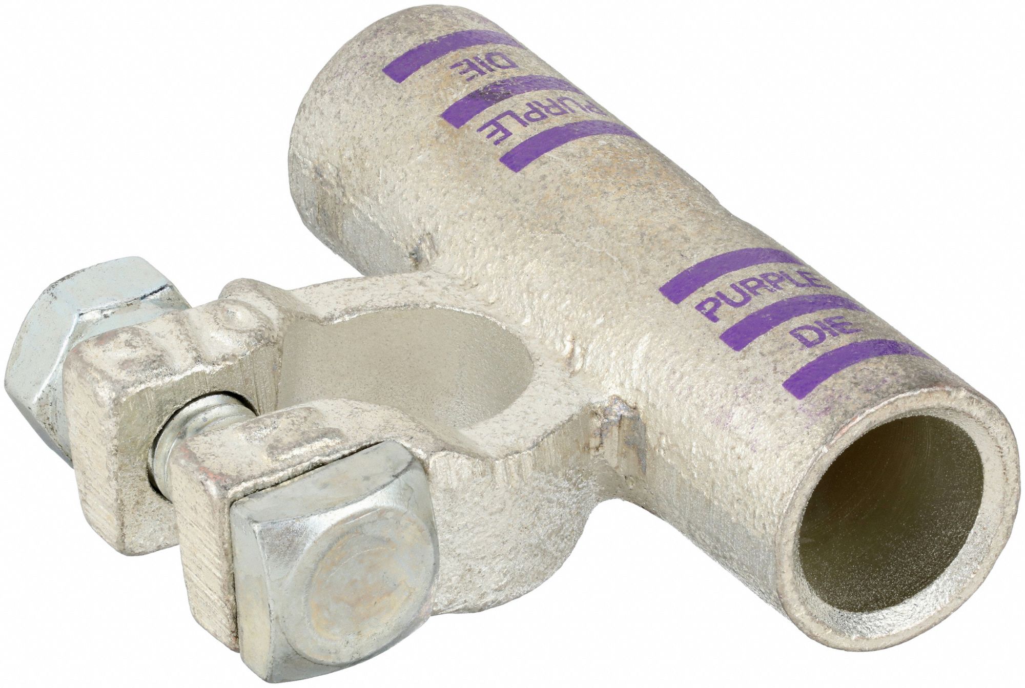 BATTERY TERMINAL, FLAG, CRIMP, 3/0 GA, PURPLE, NEGATIVE, COPPER, 5/16 IN STUD SIZE, 5 PK