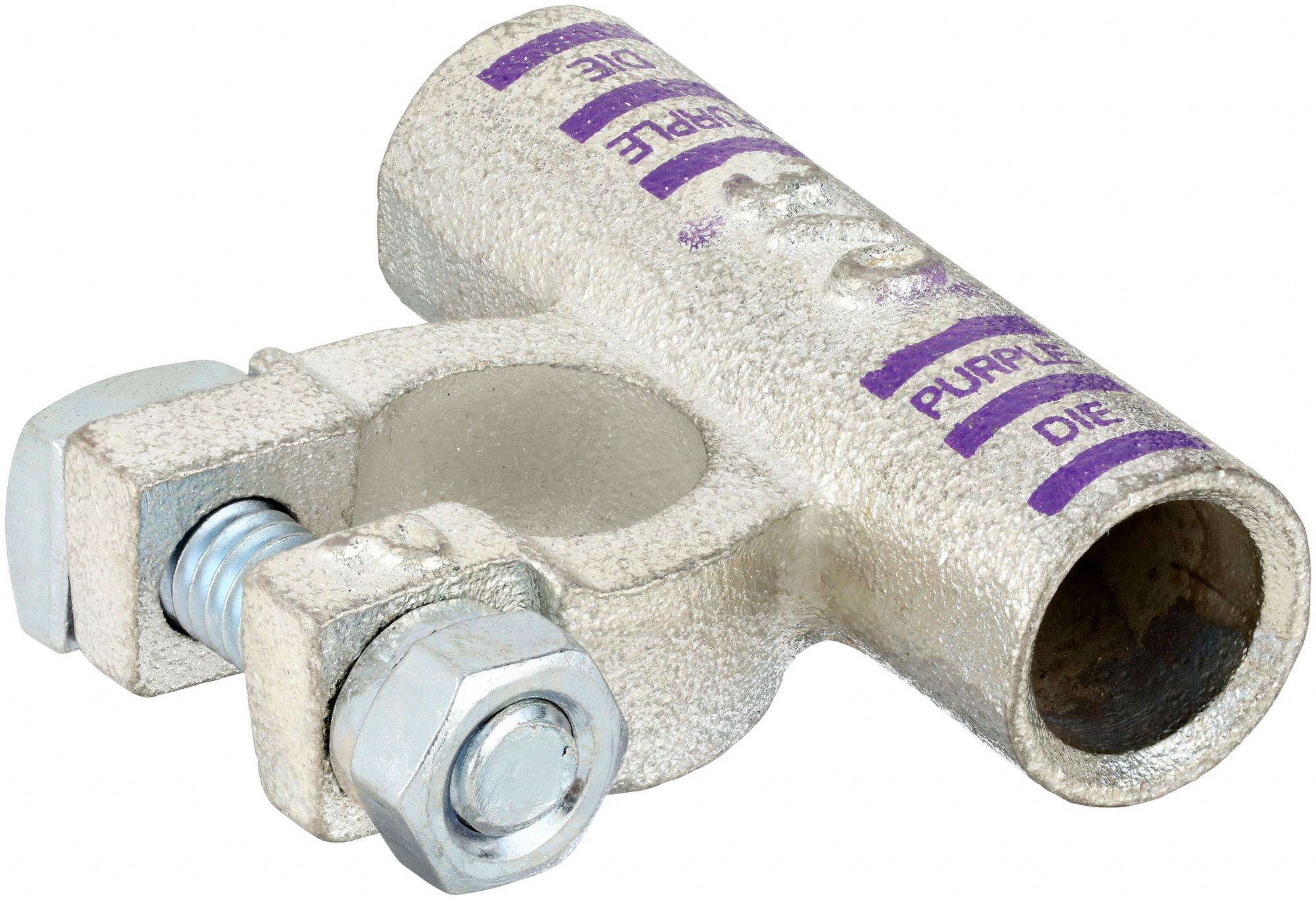 BATTERY TERMINAL, FLAG, CRIMP, 3/0 GA, PURPLE, POSITIVE, COPPER, 5/16 IN STUD SIZE, 5 PK