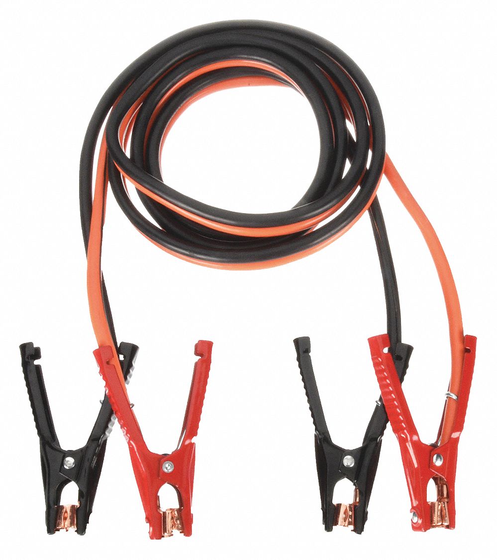 BOOSTER CABLE, CRIMPED, 1 AWG, SPRING CLAMP GRIP, 20 FT CABLE L, BLACK/ORANGE