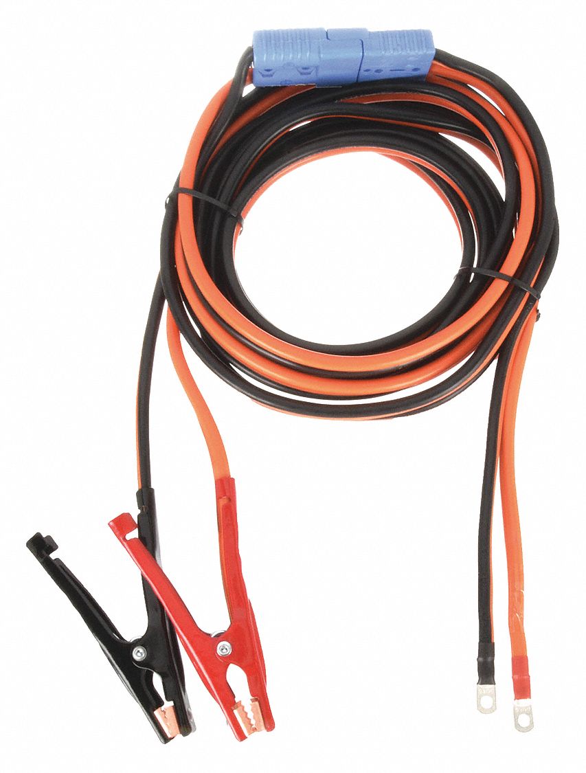 BOOSTER CABLE, CRIMPED, 4 AWG, SPRING CLAMP GRIP, 25 FT CABLE L, BLACK/ORANGE, 400 A