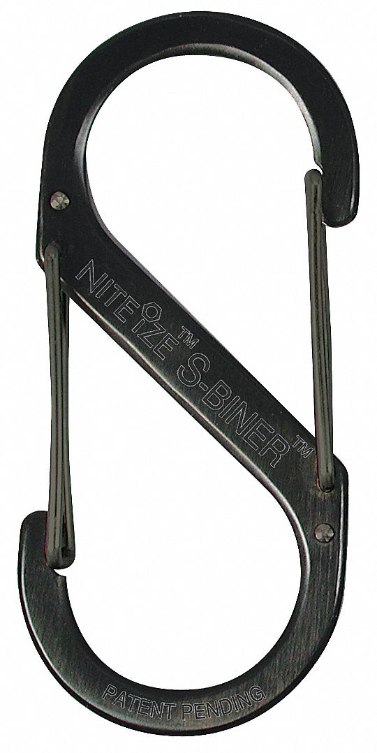 NITE IZE SB40301 Carabiner Clip,313/25 In.,Steel,Black 94664007390