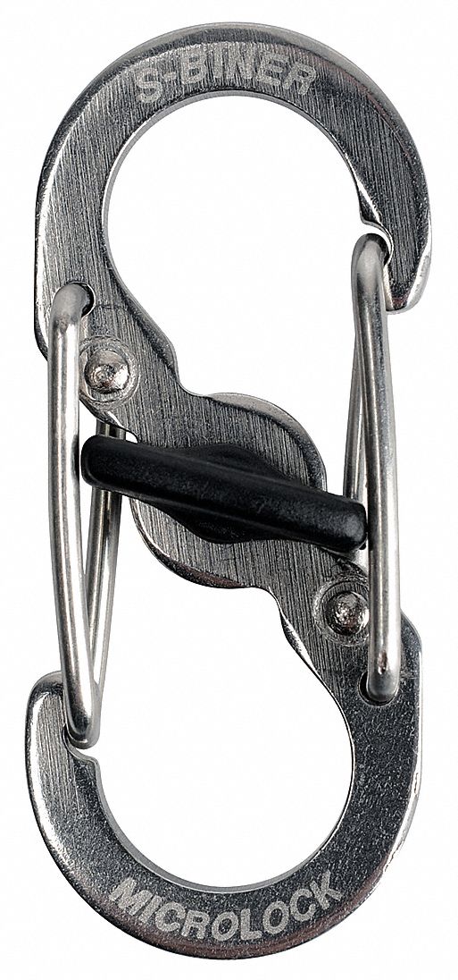NITE IZE, 1 2/5 in, Stainless Steel, Locking Carabiner Clip 23PF83