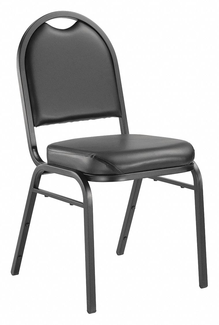 NATIONAL PUBLIC SEATING Black Steel Stacking Chair with Black Seat ...