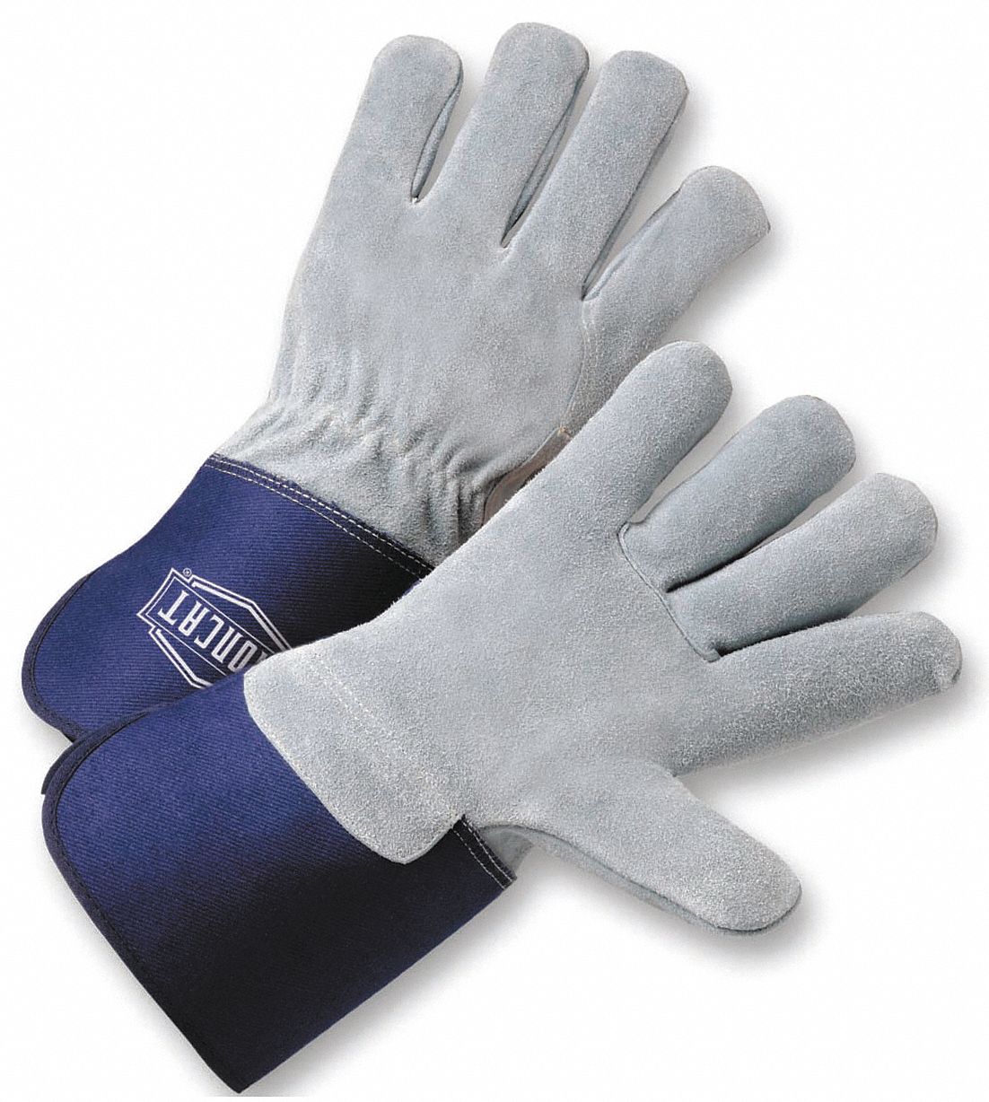 Lthr Palm Gloves Cowhide Blu/Gray S PK12
