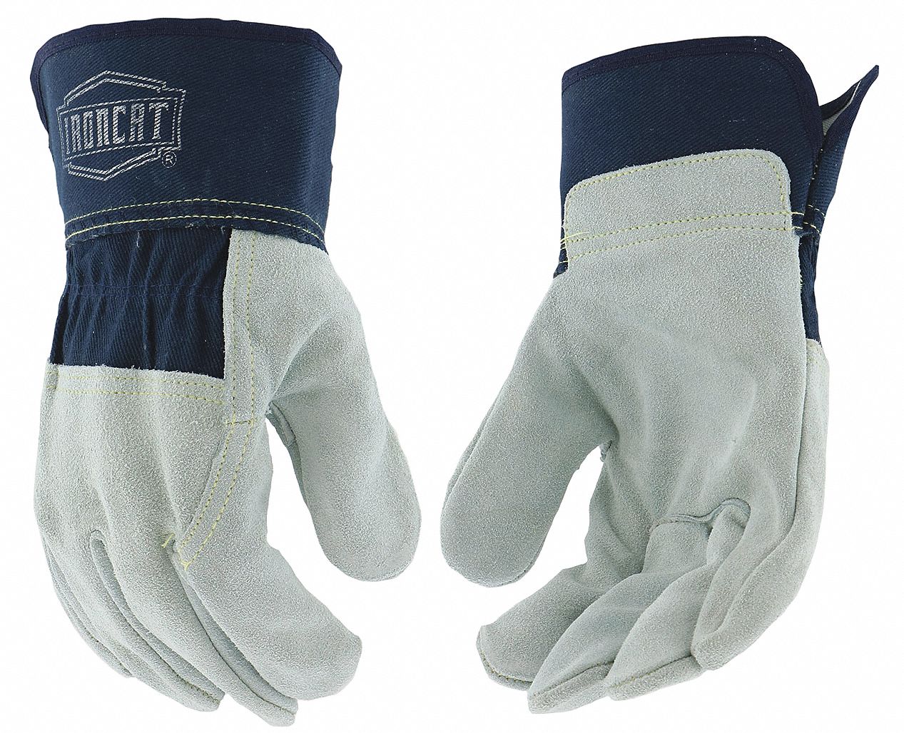 Lthr Palm Gloves Cowhide Blu/Gray S PK12