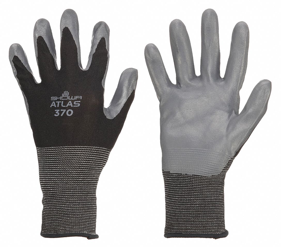 COATED GLOVES, XL (9), SMOOTH, NITRILE, DIPPED, ANSI ABRASION LEVEL 4, KNIT CUFF