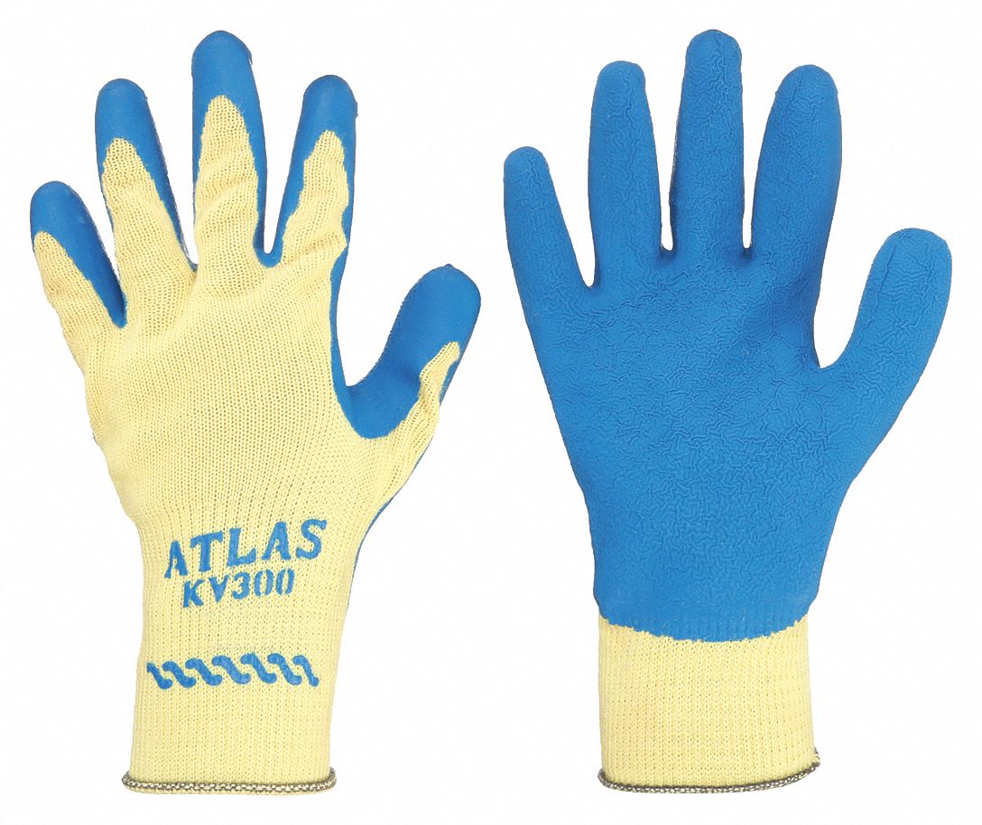 GANTS ENDUITS,2TG(11),RÉSISTANCE AUX COUPURES DE NIVEAU A3 ANSI,PAUME TREMPÉE,LATEX,KEVLAR,10GA