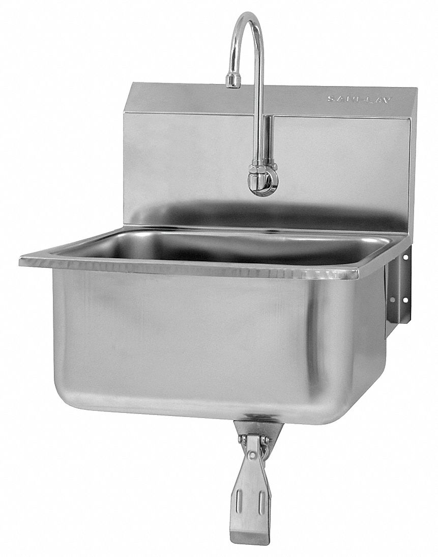 HAND SINK: SANI-LAV, 2 GPM, SPLASH, 19 IN X 16 IN BOWL SIZE, 10 IN BOWL DP, 18 GA, SILVER