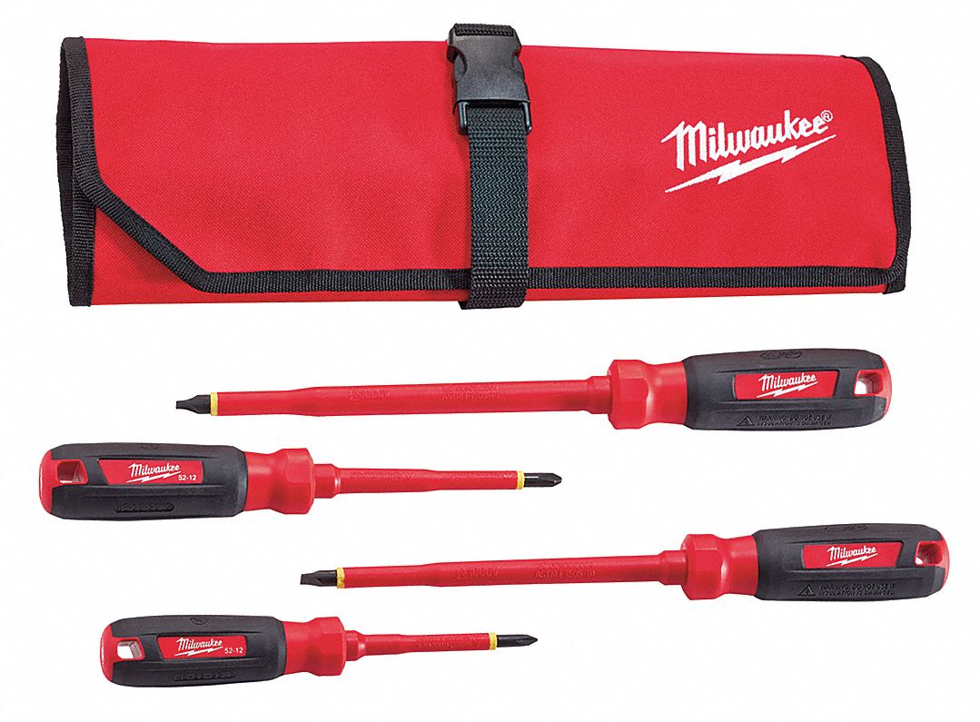 MILWAUKEE Tether Ready Insulated Screwdriver Set, Phillips, Slotted