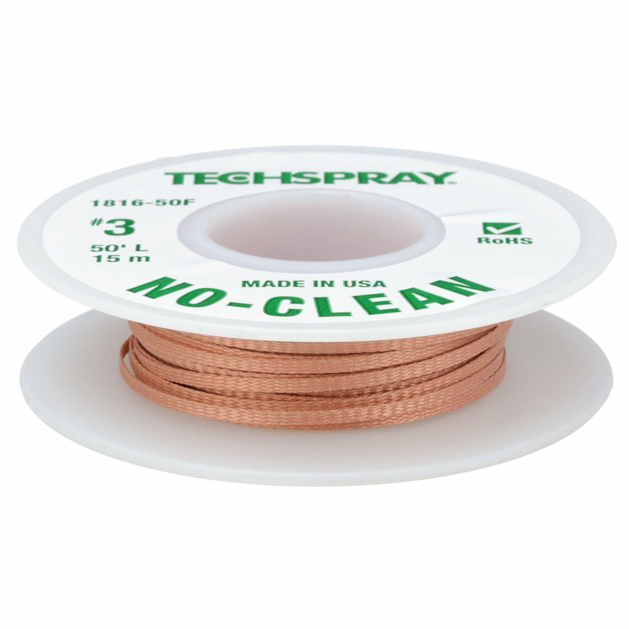 TECHSPRAY Desoldering Braid, 50 ft., Size 3 23UL36181650F Grainger