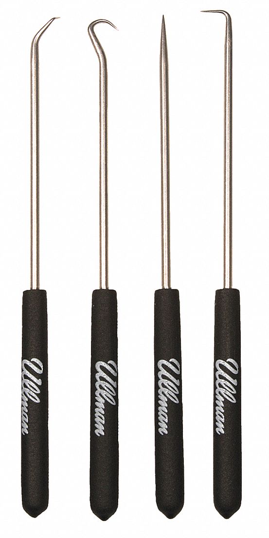 HOOK/PICK SET, STEEL, ANGLE/HOOK/STRAIGHT, 45 °  ANGLE/90 °  ANGLE/HOOK/STRAIGHT TIP, 4 PK