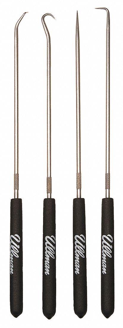 HOOK/PICK SET, STEEL, ANGLE/HOOK/STRAIGHT, 45 °  ANGLE/90 °  ANGLE/HOOK/STRAIGHT TIP, 4 PK