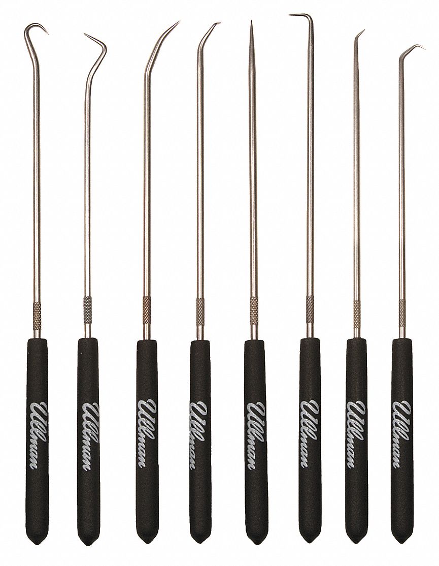 HOOK/PICK SET, STEEL, ANGLE/HOOK/MULTI-ANGLE/STRAIGHT, 8 PK