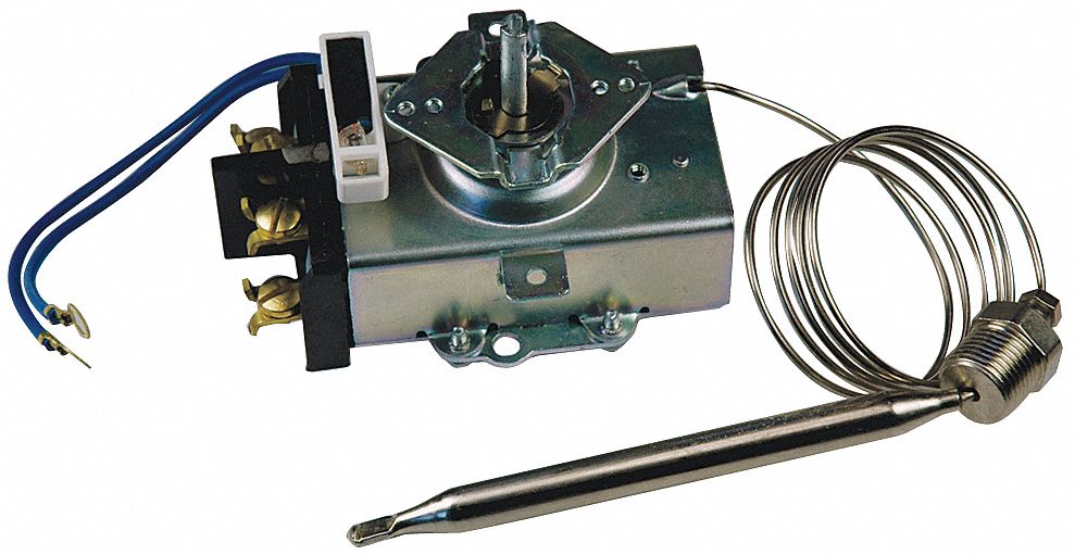 ELECTRIC THERMOSTAT, 120 V AC, 3 IN W, 5¾ IN H, 1 15/16 IN D, MECHANICAL SELECTOR DIAL