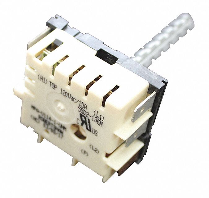 INFINITE SWITCH, ELECTRIC COOKING CONTROL, REPLACEMENT, 0 ° F TO 250 ° F TEMP RANGE, 120V AC, 1 IN STEM L