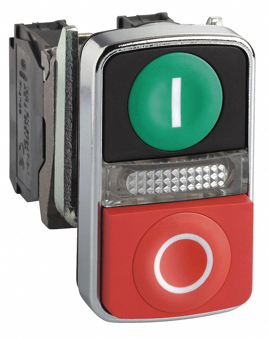 23V762 - Illum Push Button 22mm 1NO/1NC Green/Red