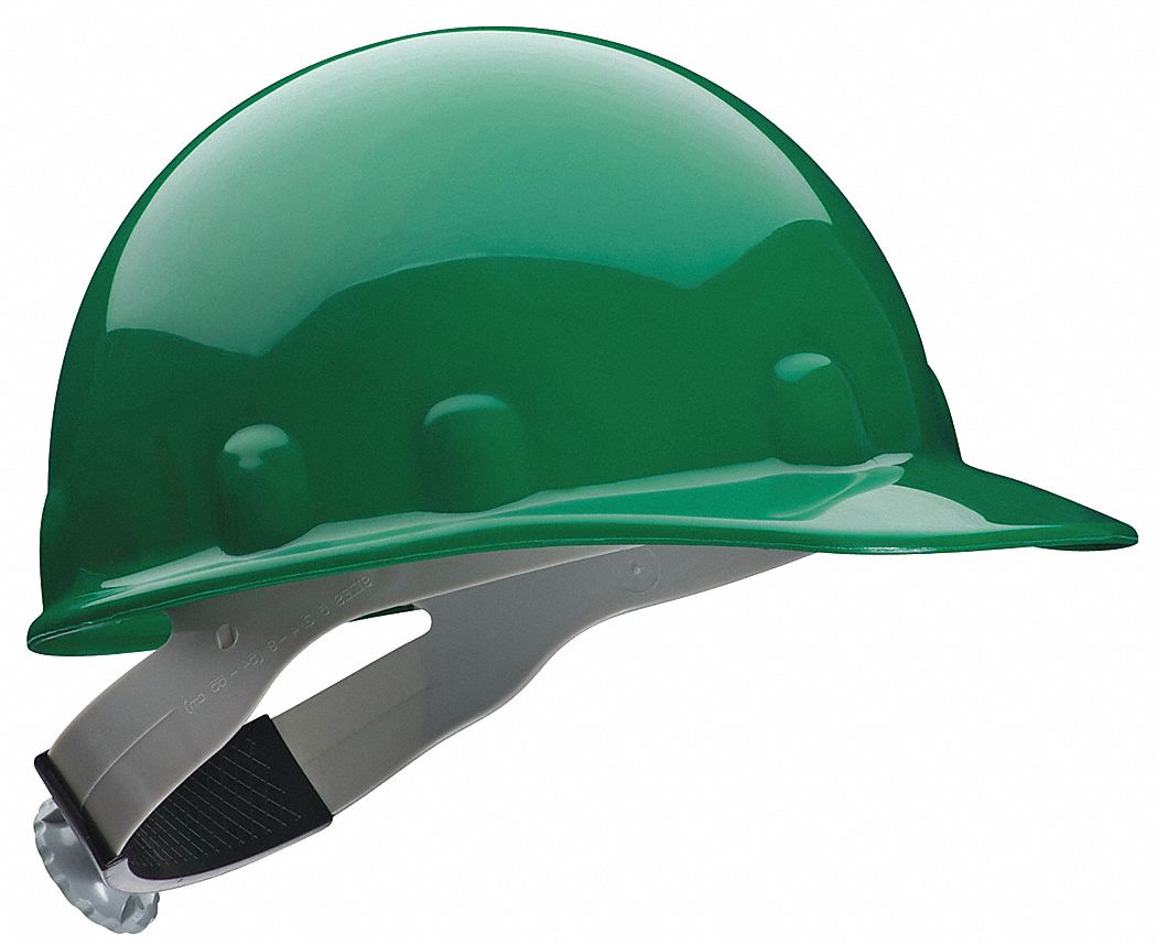 Hard Hat: Green, No Graphics, Ratchet (8-Point), Ratchet, Polyethylene, Side-Slots