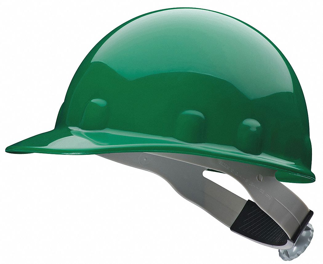 Hard Hat: Green, No Graphics, Ratchet (8-Point), Ratchet, Polyethylene, FIBRE-METAL