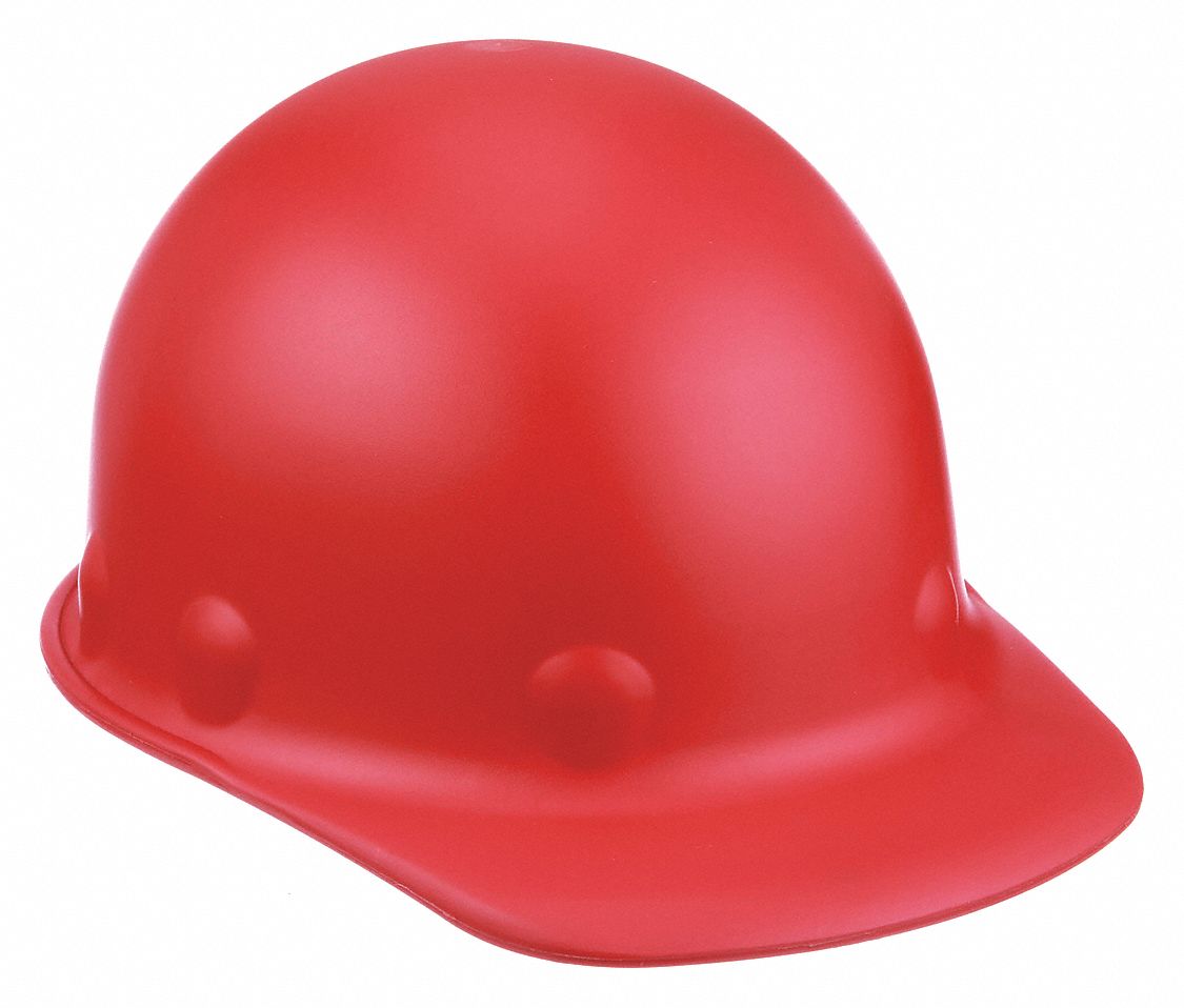 Hard Hat: Red, No Graphics, Ratchet (8-Point), Ratchet, Fiberglass, FIBRE-METAL, Solid