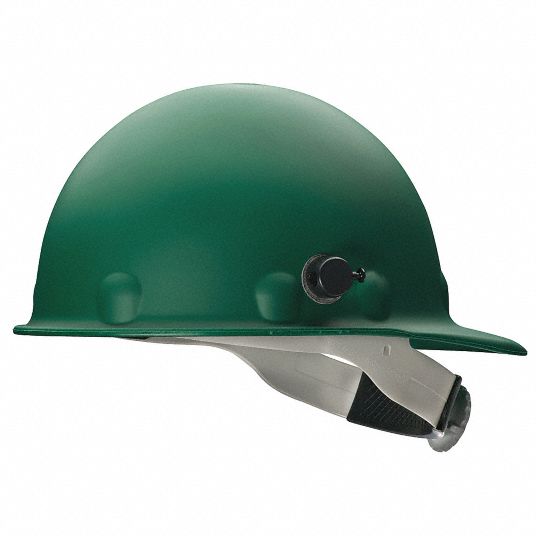 Green fiberglass hard store hat